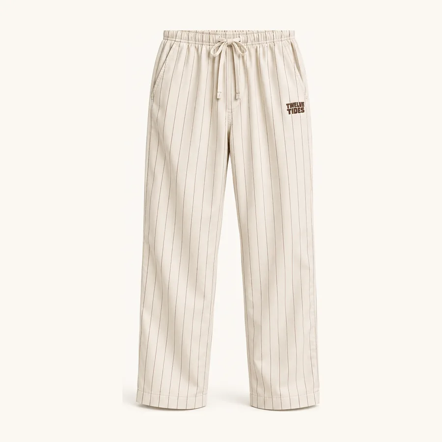 Rest Pyjama Pant, Warm ivory / cocoa pinstripe