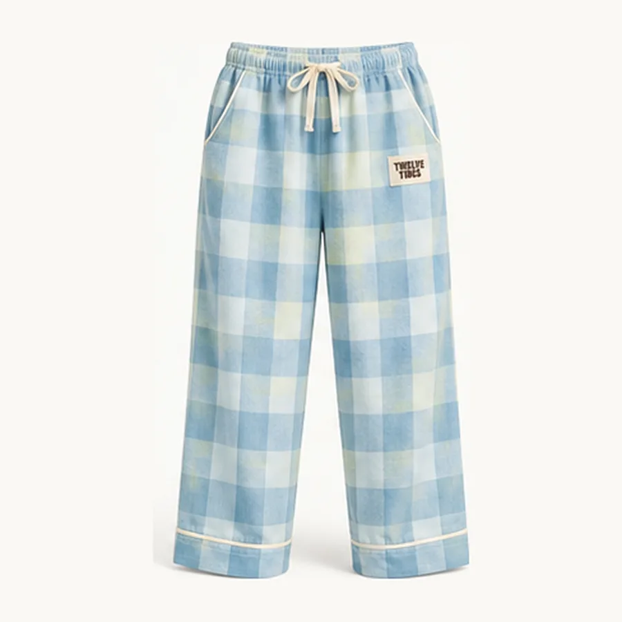 Sunday Check PJ Pant, Mint / sky check