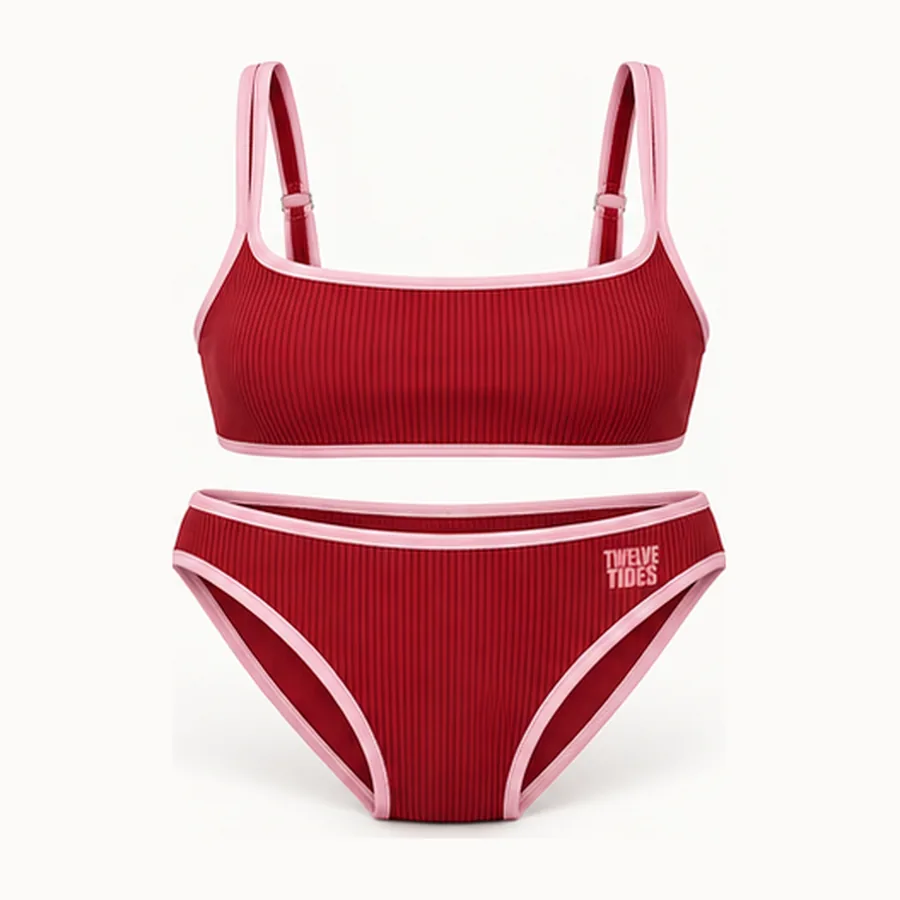 Ripple Rib Bikini, Cherry / pink