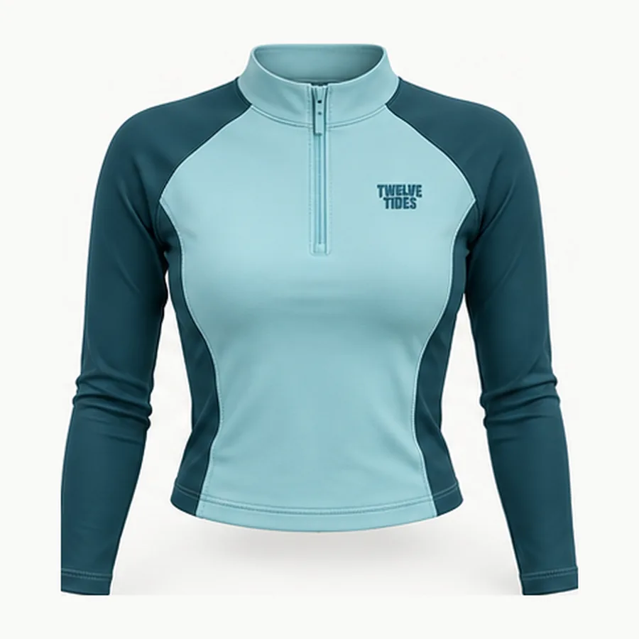 Swell Cropped Rash Top, Aqua / teal