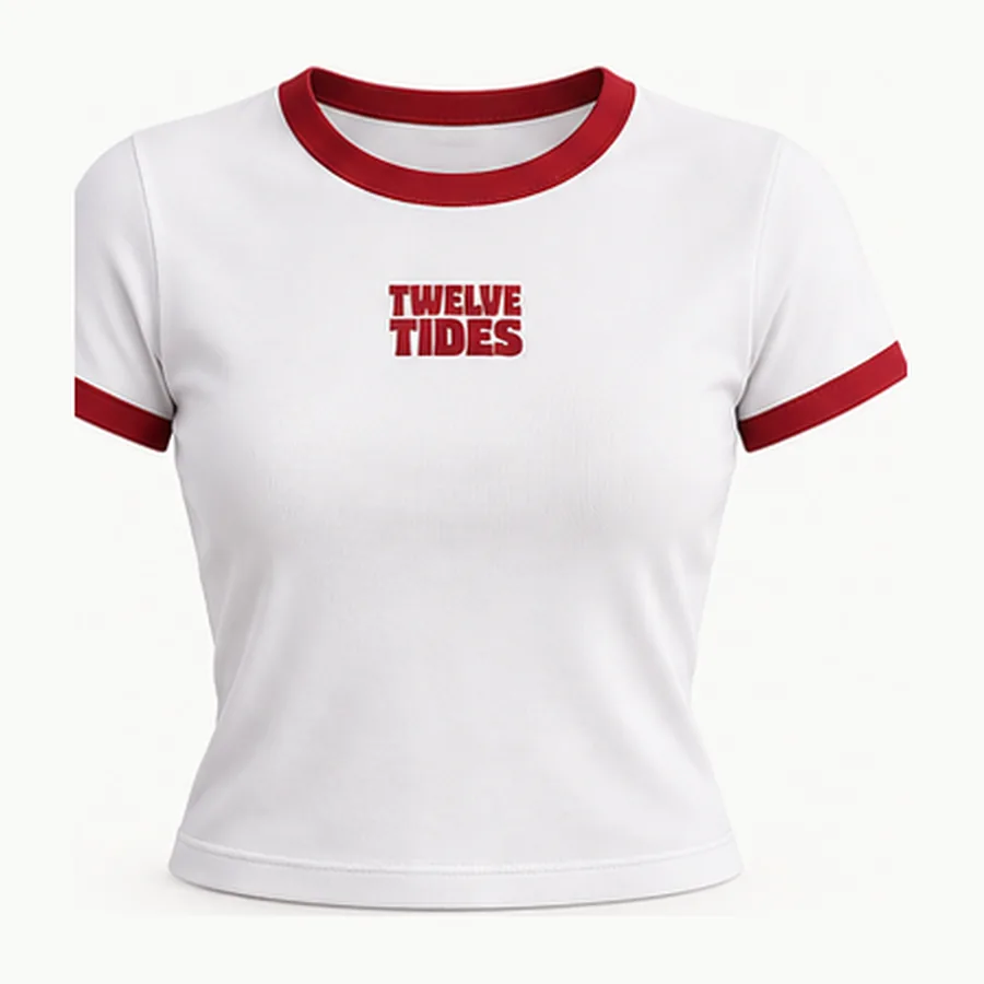 Coast Ringer Baby Tee, White / cherry