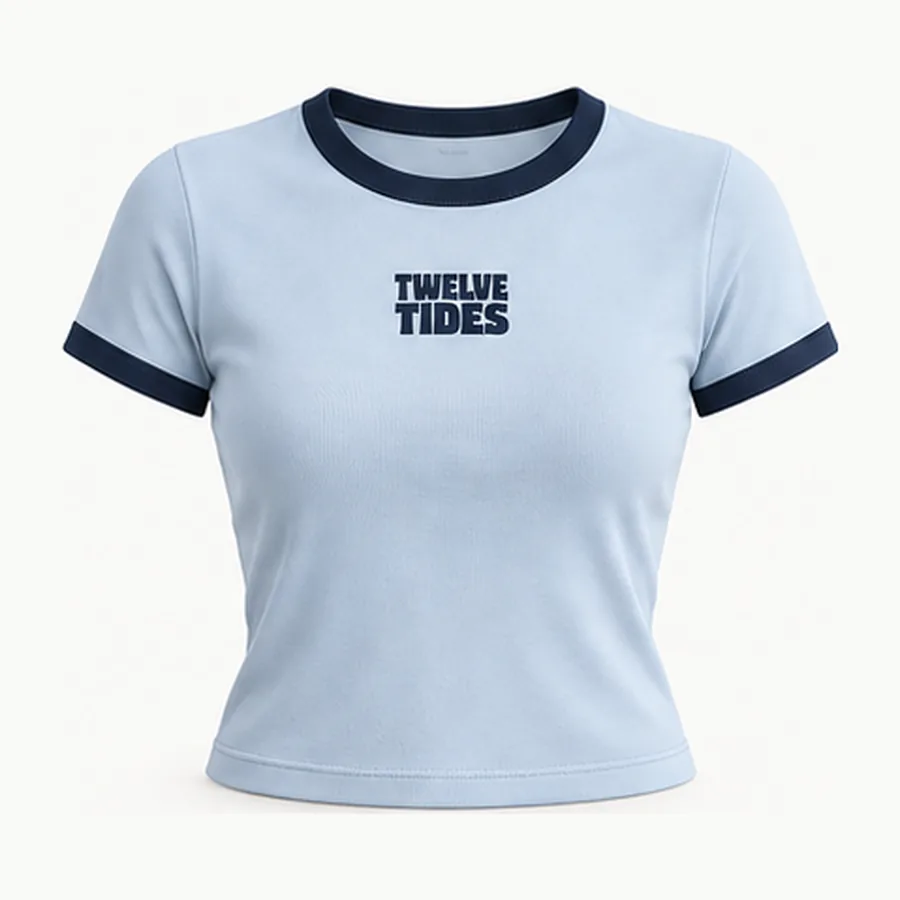 Coast Ringer Baby Tee, Ice blue / navy