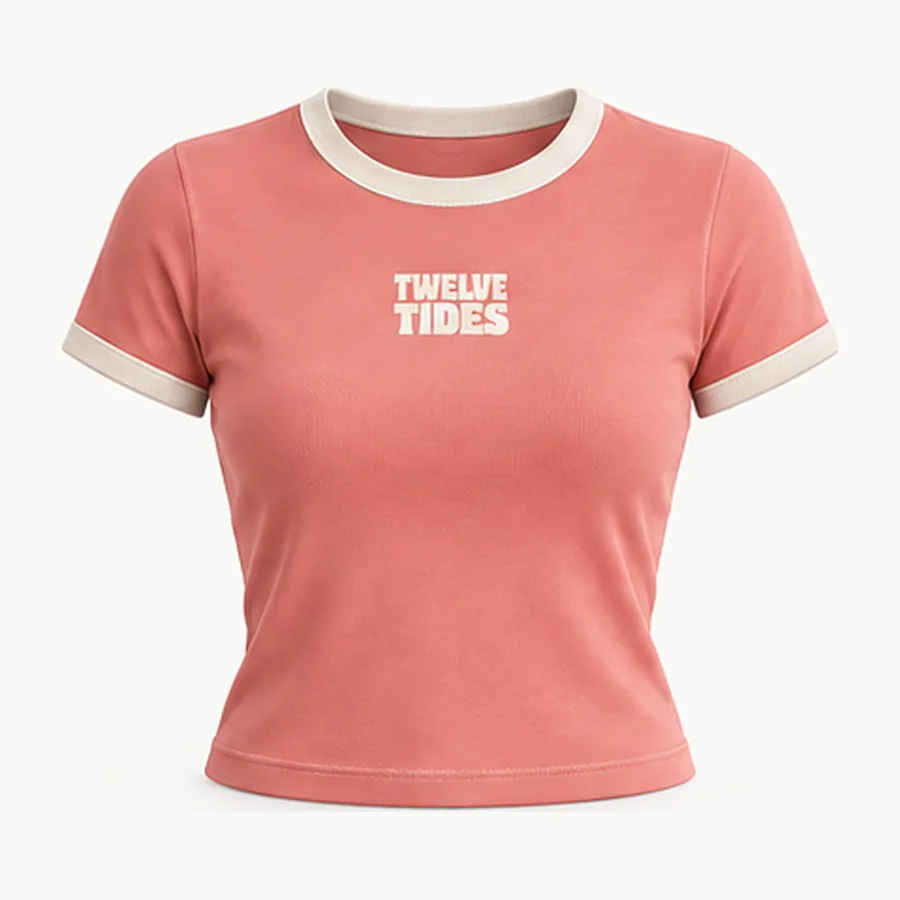 Coast Ringer Baby Tee, Coral / cream