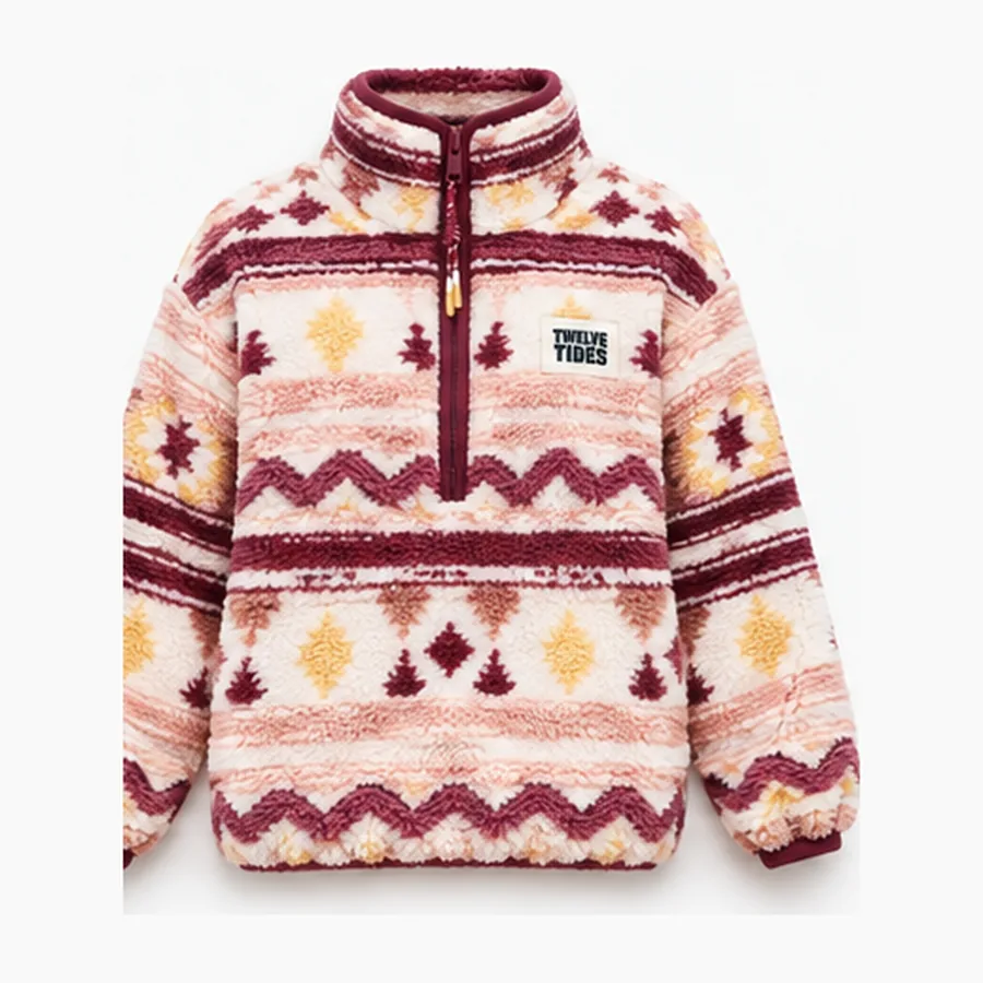 Coastal Sherpa Half-Zip, Berry / blush / cream
